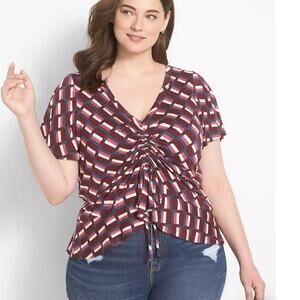 Lane Bryant NWT classic flutter sleeve v-neck with front ruching womans sz 26/28